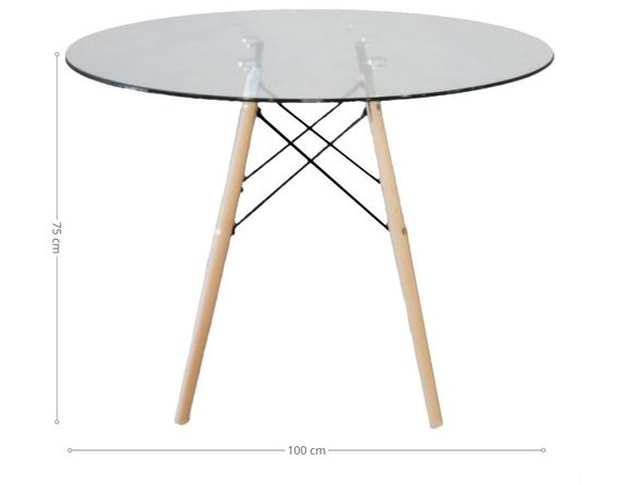 Mesa Eames Glass 100 cm Redonda Pickear