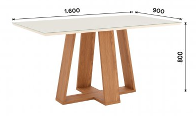 Mesa LINS 160x90cm Alto 80cm Off White Galpón