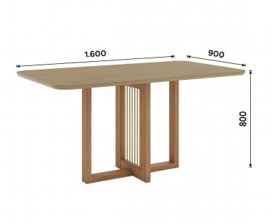 Mesa Natali Medidas: 160x90cm Tapa Nature C/vidrio Galpón