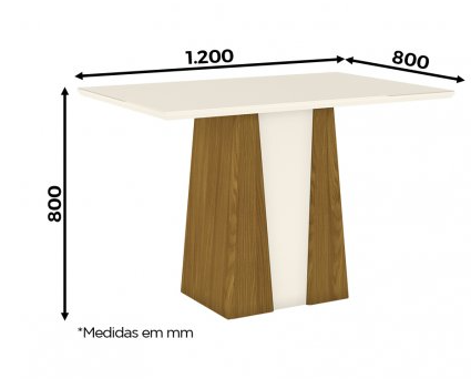 Mesa ORUS 120x80cm Tapa OFF White Galpón