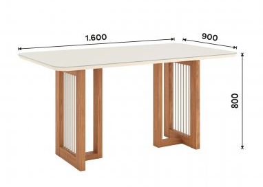 Mesa Yara Medidas: 160x90cm OFF White C/vidrio Galpón