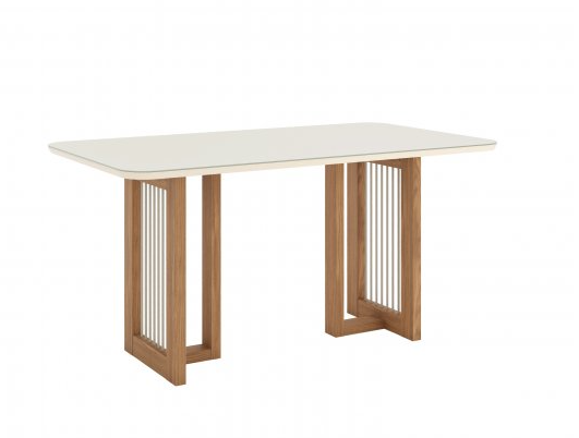 Mesa Yara Medidas: 180x90cm OFF White C/vidrio Galpón