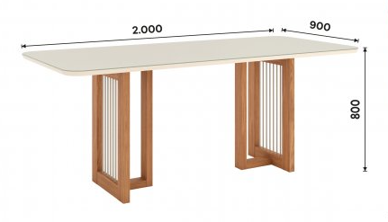 Mesa Yara Medidas: 200x90cm OFF White C/vidrio Galpón