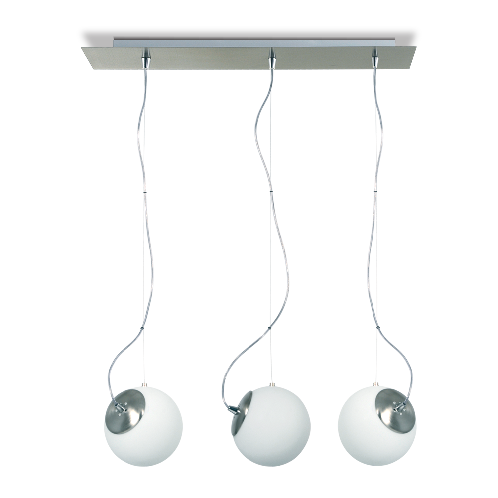 COLG.TRES LUCES BASE 70X10 ACERO/CROMO WORLD 15CM Ara