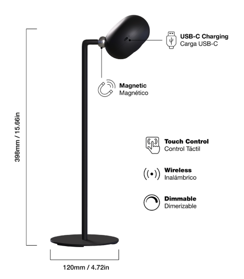 Lámpara de Mesa REDONDA LED Magnética Recargable Demasled