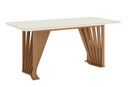 Mesa Agustina  200x90cm OFF White C/vidrio Galpón