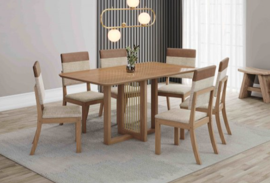 Mesa Lucía Medidas: 160x90cm Tapa Nature C/vidrio Galpón