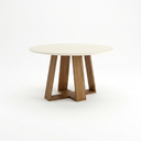 Mesa Ariel REDONDA 140cm OFF White C/vidrio Galpón