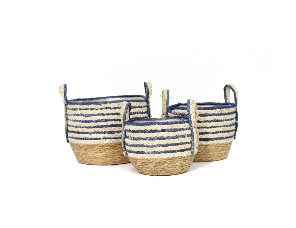Canasto fibras orgánicas Nº22 SETx3 NATURAL/AZUL Artistica