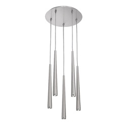COLGANTE Ø:40cm H:140cm 5 LUCES LINEA KONOS - PLAQUETAS DE LED 6W 3000K RONDA