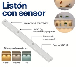 [I151-40C] LISTON LED CON SENSOR DE MOVIMIENTO PUNTOS 40CM joma