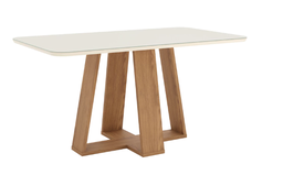 [SC89-127 - Nature/Off White] Mesa Ariel 120x80cm OFF White C/vidrio Galpón
