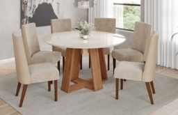 [SC130-127- Nature/Off White] Mesa Ariel REDONDA 140cm OFF White C/vidrio Galpón