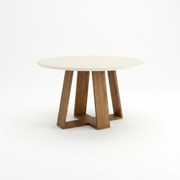 [SC130-127- Nature/Off White] Mesa Ariel REDONDA 140cm OFF White C/vidrio Galpón