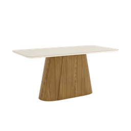 [SC120-127 - Nature/Off White] Mesa Florencia Medidas: 180x90cm OFF White C/vidrio Galpón