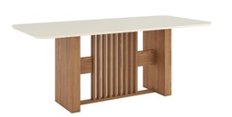 [SC159-127] Mesa Ines Medidas: 200x90cm OFF White C/vidrio Galpón