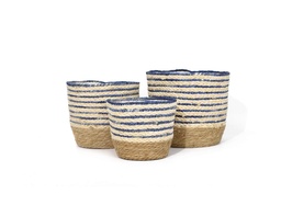 [FO24] Canasto fibras orgánicas Nº24 SETx3 NATURAL/AZUL Artistica